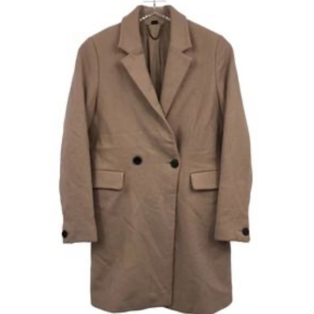 AllSaints Dree Teco Coat 0 Double Breasted Long Sleeve Front Pockets Wool Blend